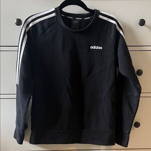 Adidas women’s Black Crewneck Sweater with White Stripes